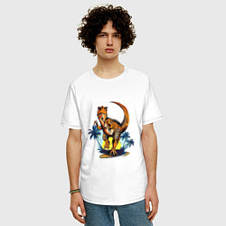 Футболка оверсайз мужская TYRANNOSAURUS IN PURSUIT, цвет: белый — фото 2