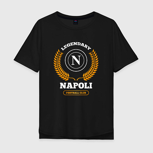 Мужская футболка оверсайз Лого Napoli и надпись Legendary Football Club / Черный – фото 1