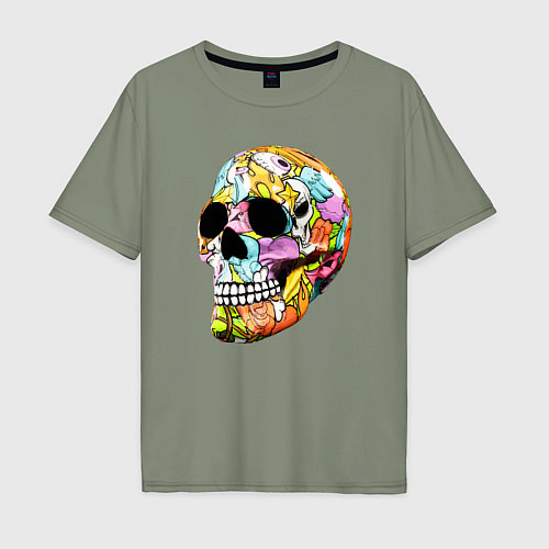 Мужская футболка оверсайз Art cool skull / Авокадо – фото 1