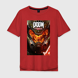 Футболка оверсайз мужская Doom eternal - poster, цвет: красный