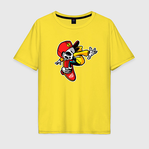 Мужская футболка оверсайз Skate or die - skateboarding / Желтый – фото 1