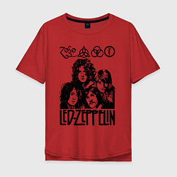 Футболка оверсайз мужская Led Zeppelin Black, цвет: красный