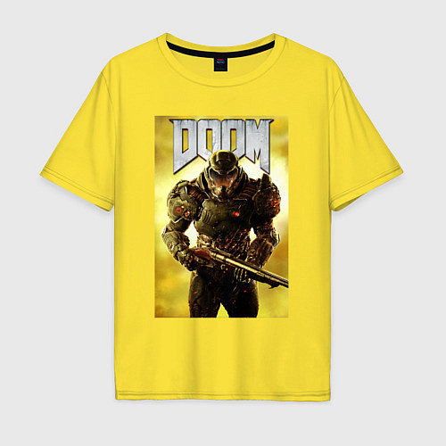 Мужская футболка оверсайз Doom - slyer / Желтый – фото 1