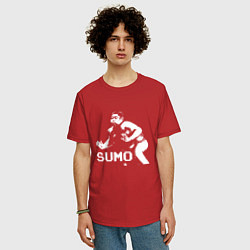 Футболка оверсайз мужская Sumo pixel art, цвет: красный — фото 2