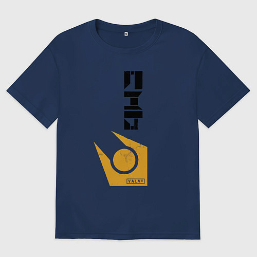 Мужская футболка оверсайз Half life - city17 / Тёмно-синий – фото 1