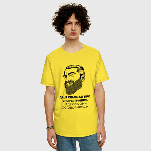 Мужская футболка оверсайз Гигачад Мем / Желтый – фото 3