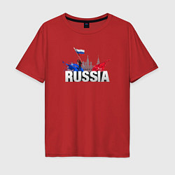Футболка оверсайз мужская Russia объемный текст, цвет: красный