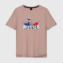 Мужская футболка оверсайз Russia объемный текст