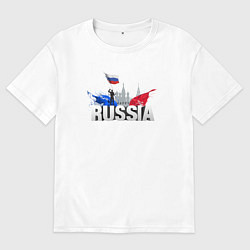 Мужская футболка оверсайз Russia объемный текст