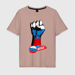 Мужская футболка оверсайз Сжатый кулак Made in Russia