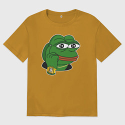 Мужская футболка оверсайз Пепе Лягушонок советует думать