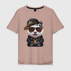 Мужская футболка оверсайз Крутой панда в тёмных очках