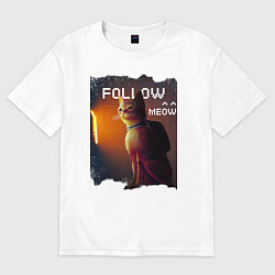Футболка оверсайз мужская STRAY FOLLOW MEOW, цвет: белый