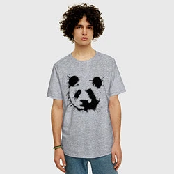 Футболка оверсайз мужская Прикольный панда - клякса, цвет: меланж — фото 2