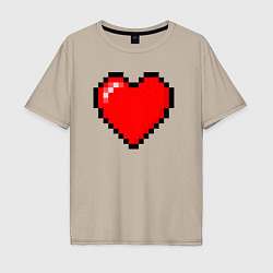 Мужская футболка оверсайз Пиксельное сердце-здоровье - Красный