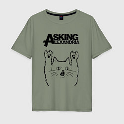 Футболка оверсайз мужская Asking Alexandria - rock cat, цвет: авокадо