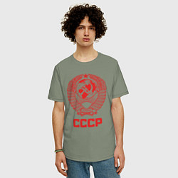 Футболка оверсайз мужская Герб СССР: Советский союз, цвет: авокадо — фото 2