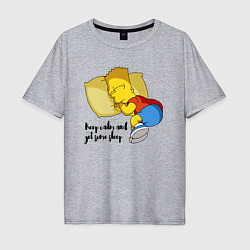 Мужская футболка оверсайз Успокойся и немного поспи - Барт Симпсон