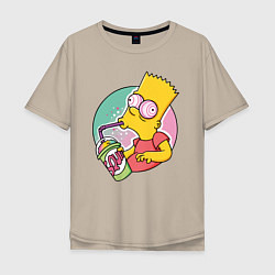Мужская футболка оверсайз Барт Симпсон пьёт лимонад