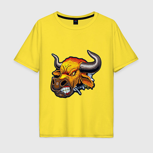 Мужская футболка оверсайз Свирепый бычара / Желтый – фото 1