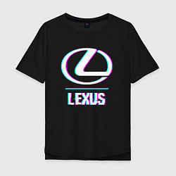Футболка оверсайз мужская Значок Lexus в стиле glitch, цвет: черный