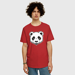 Футболка оверсайз мужская Голова милой панды, цвет: красный — фото 2