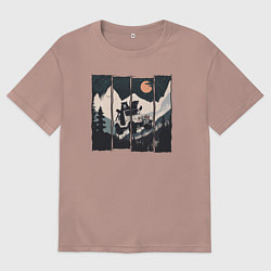 Мужская футболка оверсайз Оранжевая луна и лесное ралли