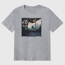 Мужская футболка оверсайз Оранжевая луна и тарзанка