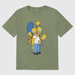 Мужская футболка оверсайз Прикольная семейка Симпсонов