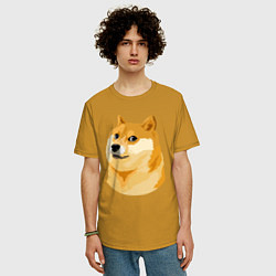 Футболка оверсайз мужская Пёс Доге, цвет: горчичный — фото 2