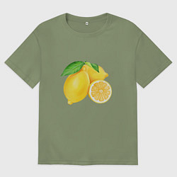 Футболка оверсайз мужская Сочные лимоны, цвет: авокадо