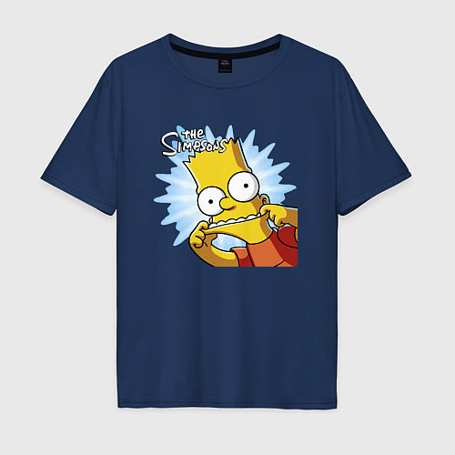Мужская футболка оверсайз Барт Симпсон корчит рожицу! / Тёмно-синий – фото 1