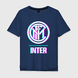 Футболка оверсайз мужская Inter FC в стиле glitch, цвет: тёмно-синий