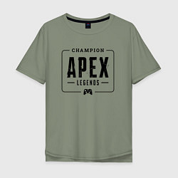 Футболка оверсайз мужская Apex Legends gaming champion: рамка с лого и джойс, цвет: авокадо