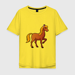 Футболка оверсайз мужская Конь бьет копытом, цвет: желтый