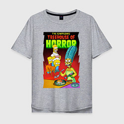 Мужская футболка оверсайз Мардж Симпсон жарит яичницу - horror