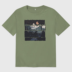 Футболка оверсайз мужская Внедорожник и медведь, цвет: авокадо