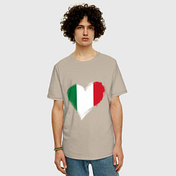 Футболка оверсайз мужская Сердце - Италия, цвет: миндальный — фото 2