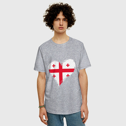 Мужская футболка оверсайз Сердце - Грузия / Меланж – фото 3