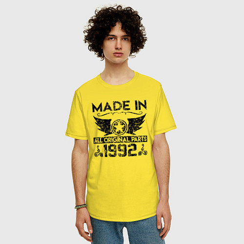 Мужская футболка оверсайз Сделано в 1992 оригинальные детали / Желтый – фото 3