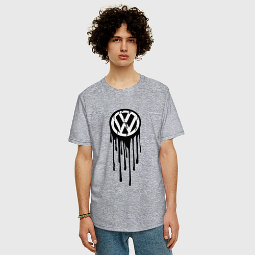 Мужская футболка оверсайз Volkswagen - art logo / Меланж – фото 3