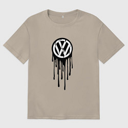 Футболка оверсайз мужская Volkswagen - art logo, цвет: миндальный