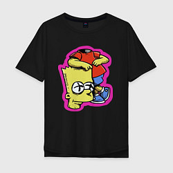 Мужская футболка оверсайз Барт Симпсон облокотился на собственную голову - ш