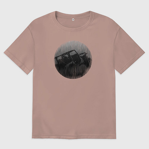 Мужская футболка оверсайз Offroad авто / Пыльно-розовый – фото 1