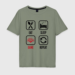 Мужская футболка оверсайз Eat - sleep - Warframe - repeat