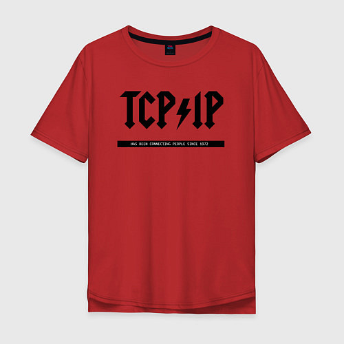 Мужская футболка оверсайз TCPIP Connecting people since 1972 / Красный – фото 1