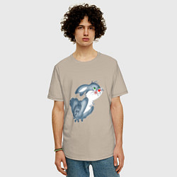 Футболка оверсайз мужская Зайчик побегайчик, цвет: миндальный — фото 2