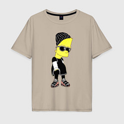 Футболка оверсайз мужская Барт Симпсон в тёмных очках, цвет: миндальный
