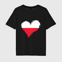 Мужская футболка оверсайз Сердце - Польша