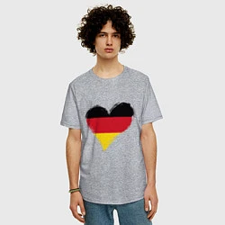 Футболка оверсайз мужская Сердце - Германия, цвет: меланж — фото 2